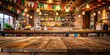 © sompon - Wooden bar with Mexican restaurant background for product mockups, bar, table, Mexican style, restaurant, blurred