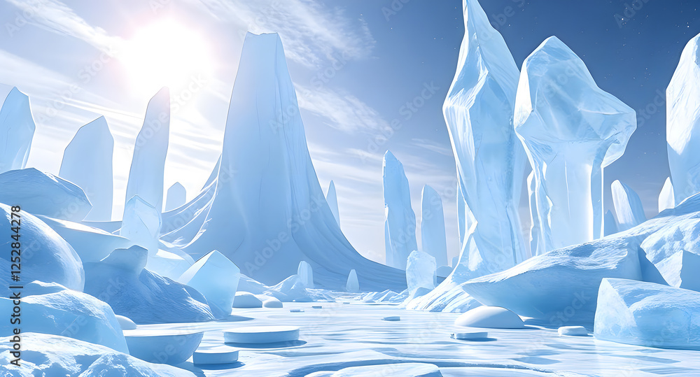 Glacial Peaks: A breathtaking, surreal landscape of towering ice ...