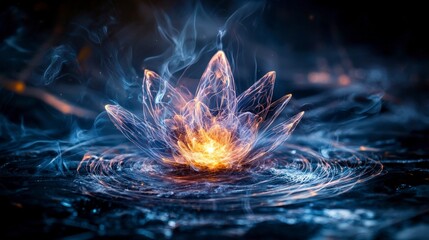 Aufkleber - Dynamic energy shapes emerge from water abstract art tranquil environment close-up view visual concept