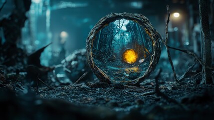 Aufkleber - Exploring reflections of a parallel world a mystical journey through an enchanted forest environment