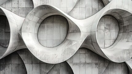 Wall Mural - Abstract, modern, architectural facade with flowing, sculpted concrete forms.