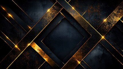 Aufkleber - Dynamic abstract composition featuring diagonal lines and golden accents digital art minimalist style dark background