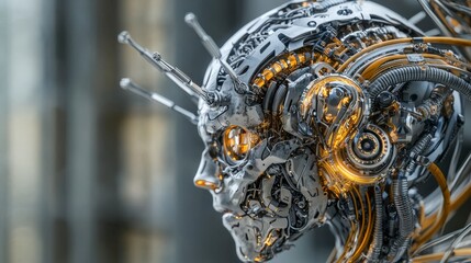 Fototapete - Ai soul development exploring artificial intelligence's journey in a futuristic lab technology close-up innovation