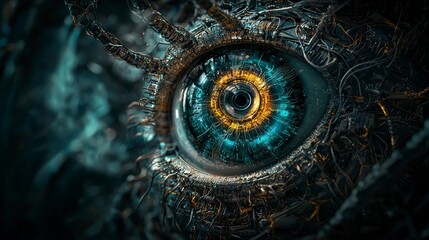 Poster - Evolving artificial intelligence spirit futuristic realm digital art surreal environment close-up view technology concept