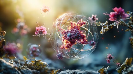 Fototapete - Exploring hidden universes within atoms a microcosmic journey in nature's beauty