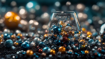 Fototapete - Colorful atoms captured in glass vibrant microcosm abstract art studio setting close-up visual exploration