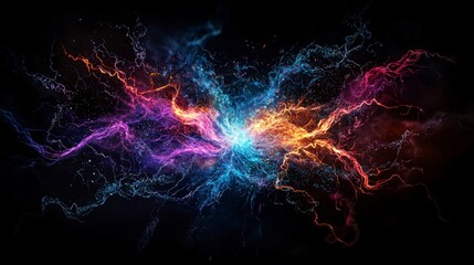 Poster - Cosmic connection energy waves linking life forms in an abstract digital environment