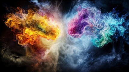 Poster - Dynamic energy communication through thought waves abstract art digital creation colorful background conceptual viewpoint