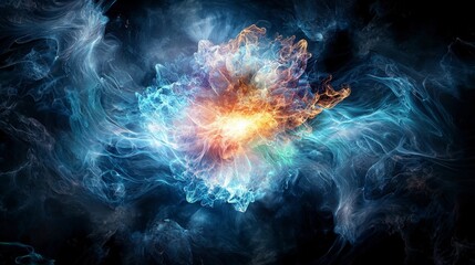 Poster - Digital art exploration abstract visualization of energy and thought waves in a cosmic environment