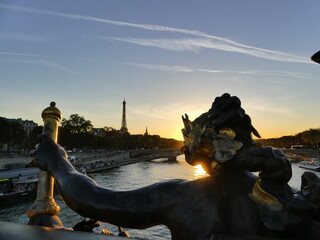 Wall Mural - Paris Seine Sunset Pont Alexandre III