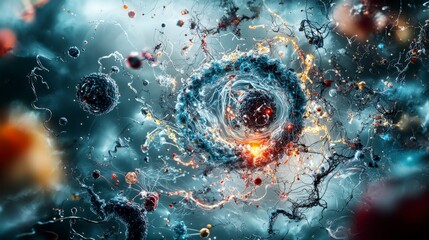 Aufkleber - Turbulent thoughts a storm of swirling ideas in abstract space digital artwork cosmic environment close-up view