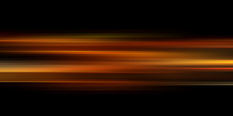 Wall Mural - abstract blurred background with colorful stripes of light on dark orange and black, horizontal line