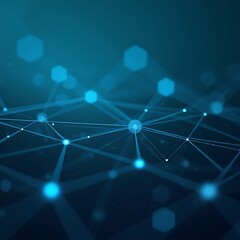 Wall Mural - generative ai abstract blue network connection technology concept network connection technology abst