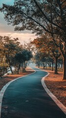 Wall Mural - Scenic Winding Path Through Trees in Autumn Landscape