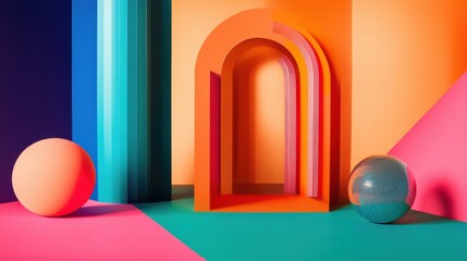 Wall Mural - vibrant geometric shapes in bold colors for abstract design