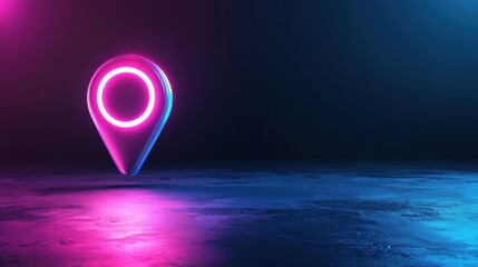 Poster - Icon Pin Location futuristic Metallic pin icon with a holographic glow, evoking high tech innovation and a futuristic mapping experience.