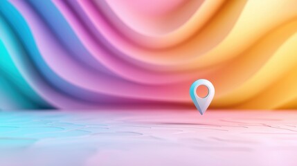 Poster - Icon Pin Location Colourful Silhouette Vibrantly colored location pin silhouette, combining bright gradients for a creative and lively design.