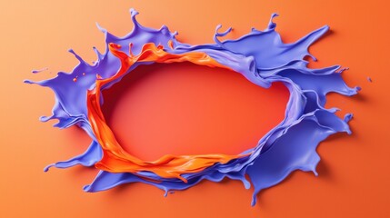 Wall Mural - Dynamic splash of orange and purple paint on a textured background