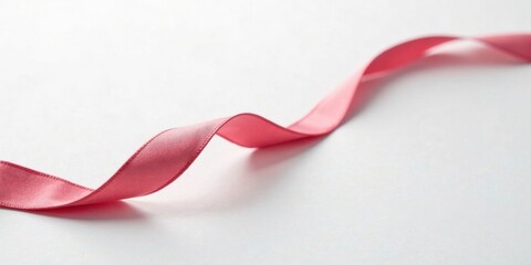 Poster - A Gentle Curve of Pink Satin Ribbon on a Smooth Surface, Elegant and Refined Textile Detail Shot