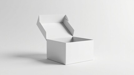 Poster - A Plain White Cardboard Box Partially Open, Ready for Product Placement and Packaging Design Mockup