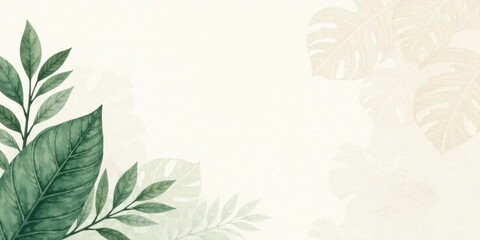 Aufkleber - Elegant Botanical Illustration Featuring Lush Greenery and Delicate Foliage on a Soft Background, Ideal for Various Design Applications