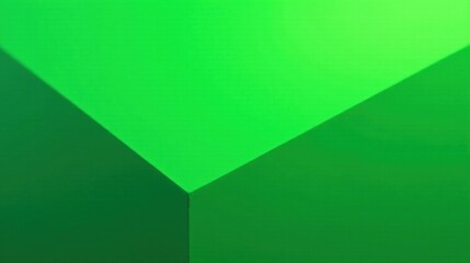 Poster - Abstract Green Geometric Composition  Vibrant Hues and Shadow Play in a Minimalist Design