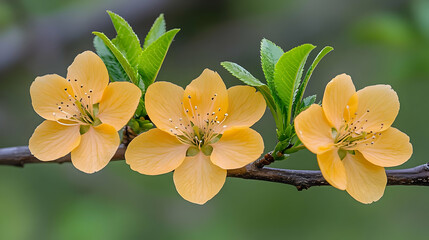 Sticker - Three yellow flowers blooming, spring garden