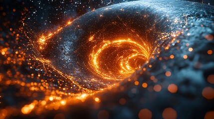 Wall Mural - abstract swirling tunnel with glowing particles in a cosmic space setting.