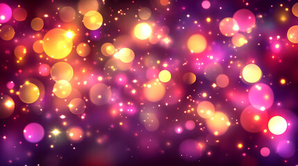 Sticker - Festive bokeh lights, purple background, celebration