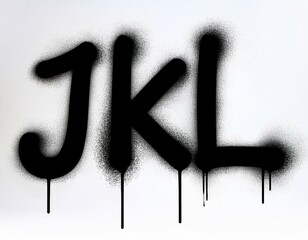 Wall Mural - Letters J K L, part of alphabet. Black liquid spray paint font. Dripping paint on white background, typography