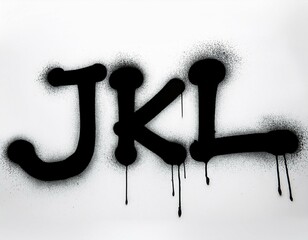 Wall Mural - Letters J K L, part of alphabet. Black liquid spray paint font. Dripping paint on white background, typography