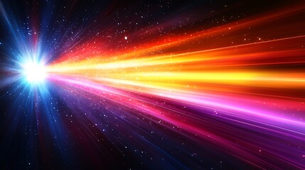 Wall Mural - light streams from a central burst, with cosmic background, for abstract usage.