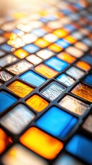 Wall Mural - Close up of a glass tile with stained glass effect realistic photography detailed texture and color patterns