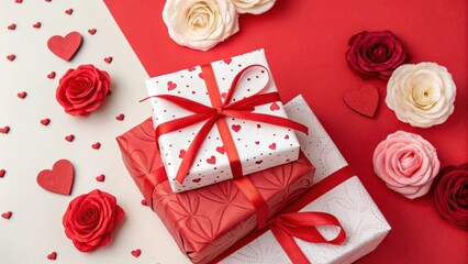 Wall Mural - gift box and rose