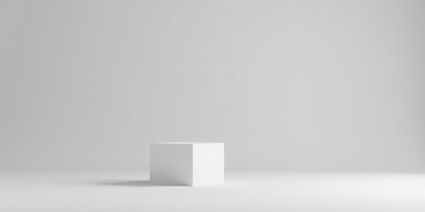 Poster - Simple White Cube on Blank Background, Ideal for Minimalist Product Displays or Abstract Compositions
