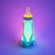 © chepZ - Colorful geometric baby bottle illuminated against a vibrant purple background, creating a playful atmosphere
