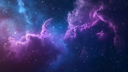 Wall Mural - a majestic deep-space nebula with vivid purple hues and scattered stars, offering a dreamy cosmic sc