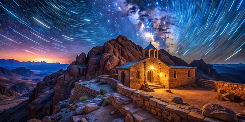 Wall Mural - Holy Trinity Chapel, Mount Sinai, Egypt: Night Long Exposure Architectural Photography