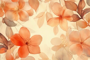 Canvas Print - Delicate floral background featuring soft peach and cream tones, perfect for spring themes, weddings, or artistic designs, emphasizing elegance and beauty