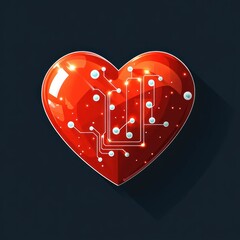 Aufkleber - Digital Heart Graphic With Circuit Patterns, Symbolizing Technology, Love, And Innovation In Modern Design
