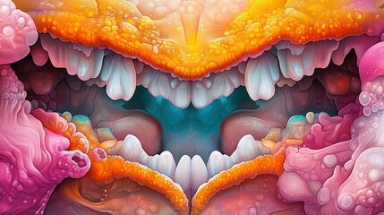 Poster - Vivid Abstract Image of Colorful Organic Shapes with Whimsical Patterns and Bright Textures
