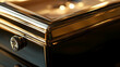© afrah - A close-up of an exquisite hand-crafted watch box, soft lighting casting elegant reflections on polished surfaces