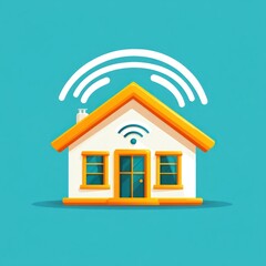 Leinwandbilder - Modern Illustrated House Concept with Wi-Fi Signal Icon for Smart Home Technology