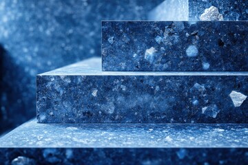 Aufkleber - Abstract blue stone steps, textured surface, minimalist design, product display background.
