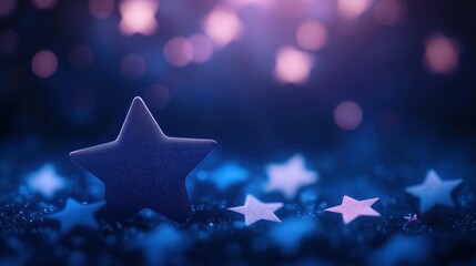 Wall Mural - a beautiful display of colorful stars against a dreamy bokeh background, creating a whimsical and ma