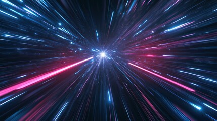 Wall Mural - Hyperspace Tunnel: A Journey Through Neon Lights and Cosmic Rays