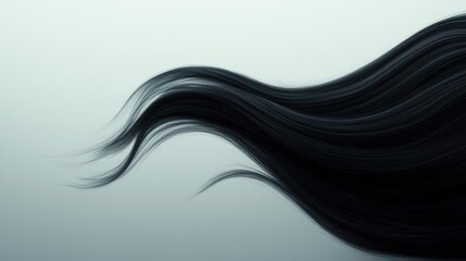 A flowing strand of black hair creates a dynamic and elegant visual on a soft backdrop. This image embodies movement, beauty, and the essence of personal style.