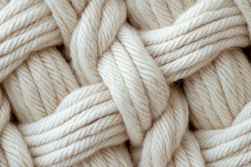 Poster - Close-up of intricately woven beige yarn, showcasing texture and craftsmanship.