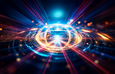 Poster - Abstract glowing lines converging in the distance, creating a sense of speed and movement.