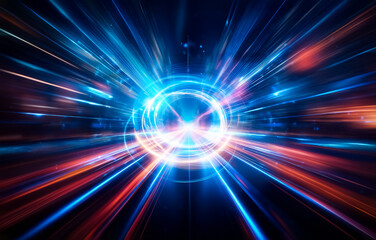Poster - Abstract streaks of light converge in the center, creating a sense of speed and energy.